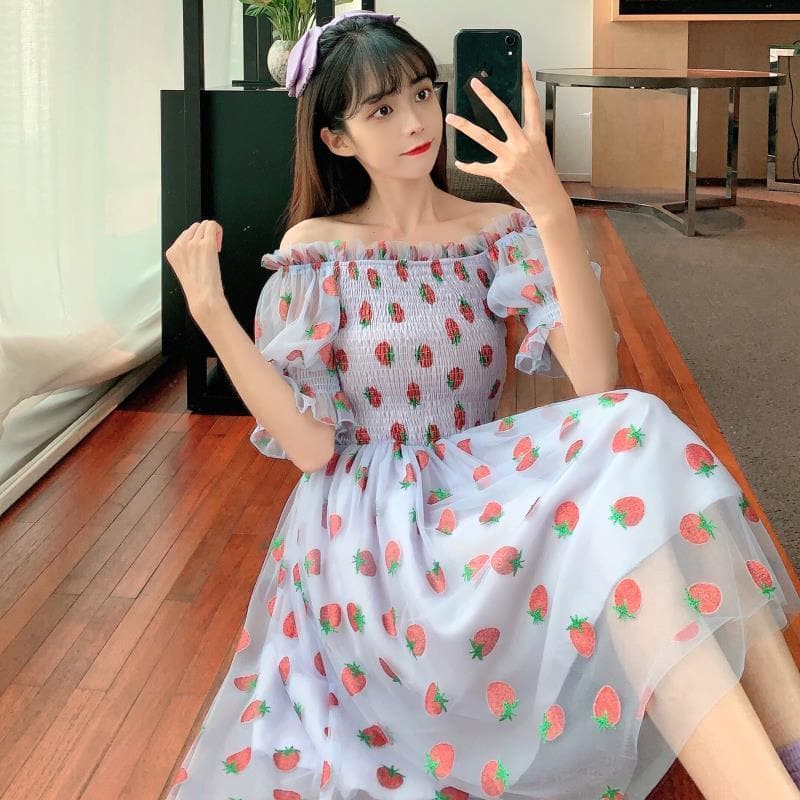 strawberry print dress